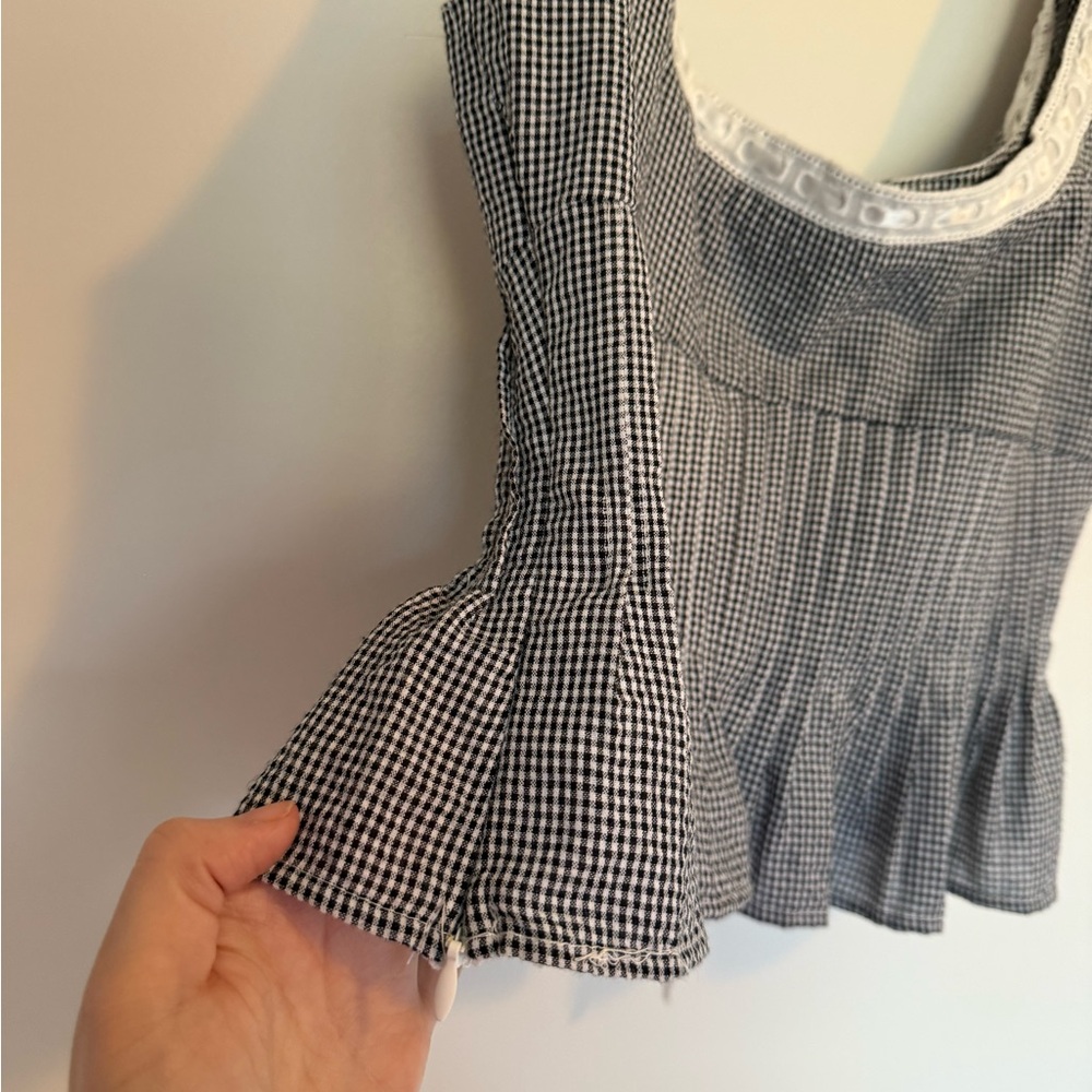 NIA Lemon Black Gingham Pleated Tank Top - Picture 9 of 10
